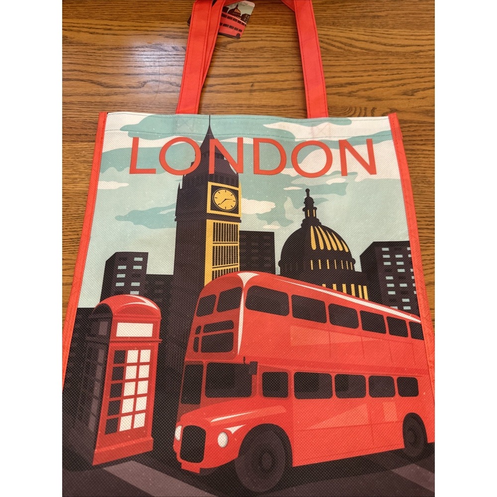 NWT Whole Foods London Tote Bag Red Bus Big Ben England UK New Travel Souvenir